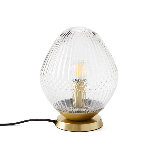Ari Brass and Striated Glass Table Lamp, transparent, LA REDOUTE INTERIEURS