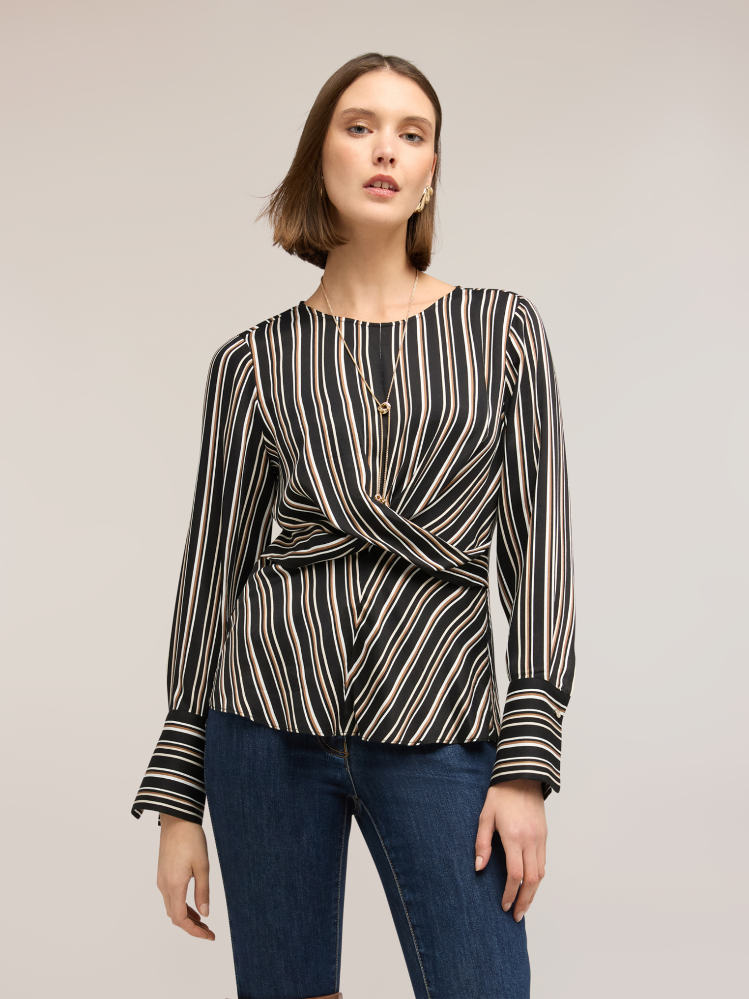 Blouse à rayures avec croisement, MOTIVI