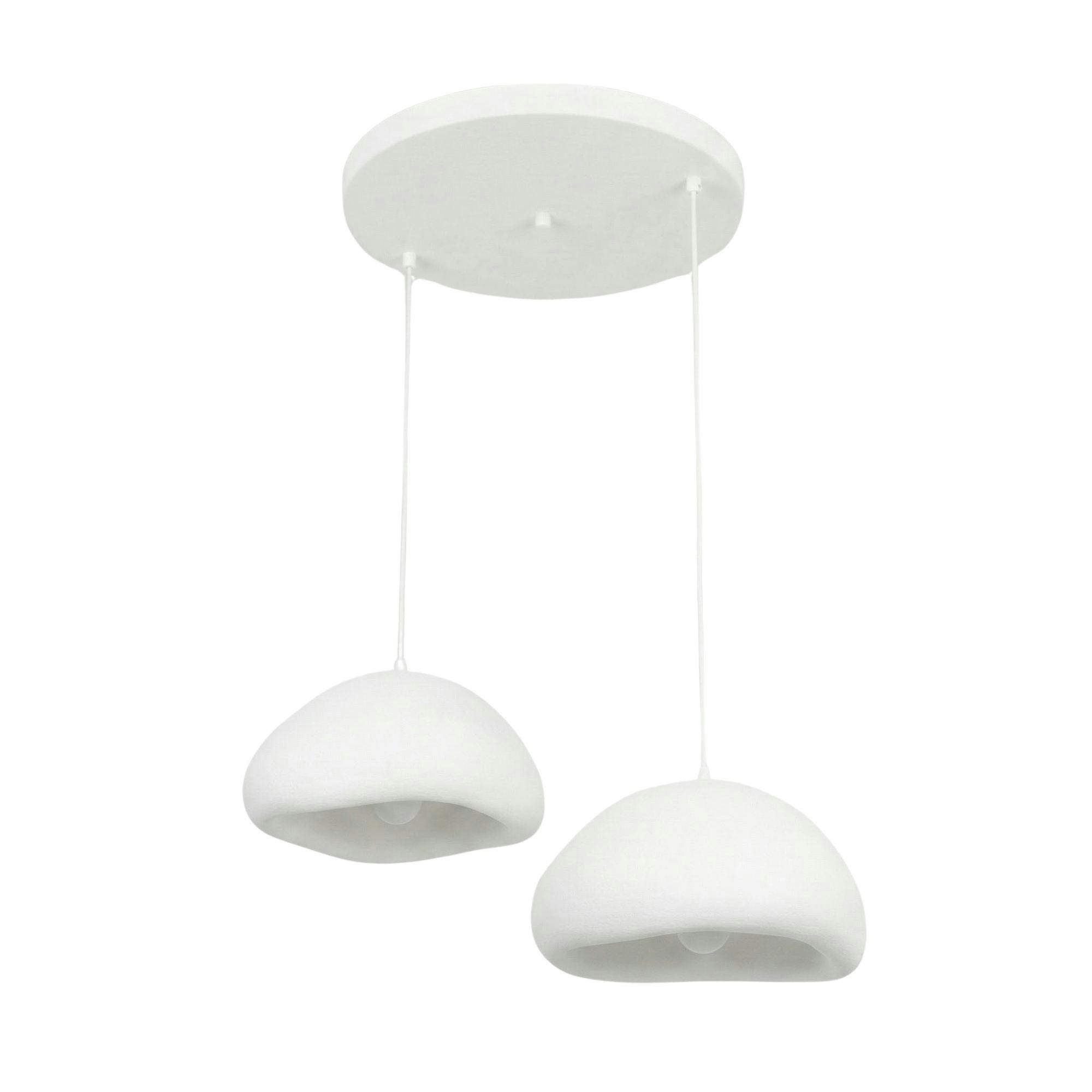 Suspension blanche design organique 2 abat-jour 74 cm NOXIS, PIER IMPORT