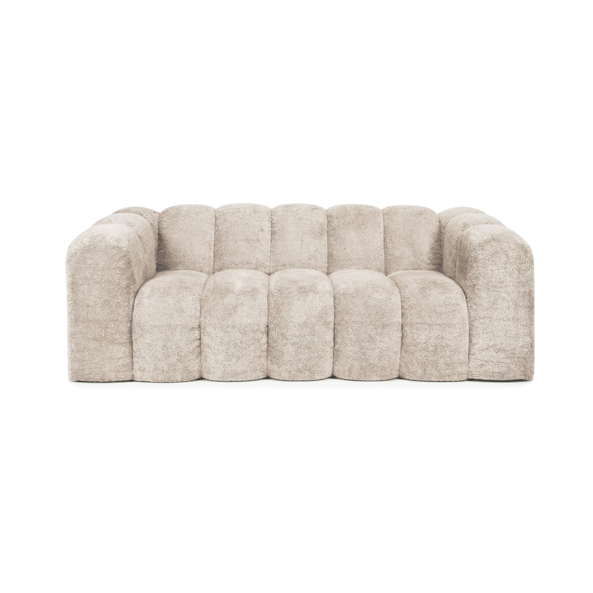 Canapé 3 places en tissu bouclé beige - EZRA, CALICOSY