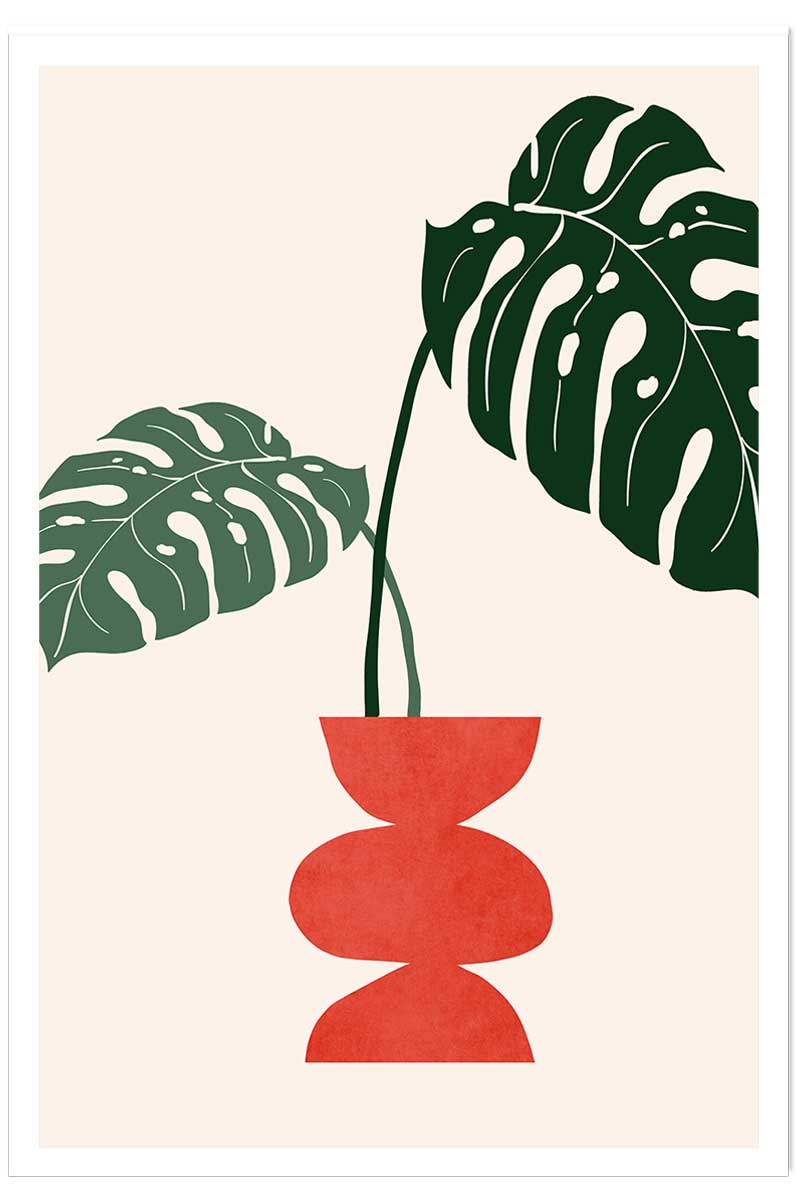 Affiche fleurs Deco vase monstera, HEXOA