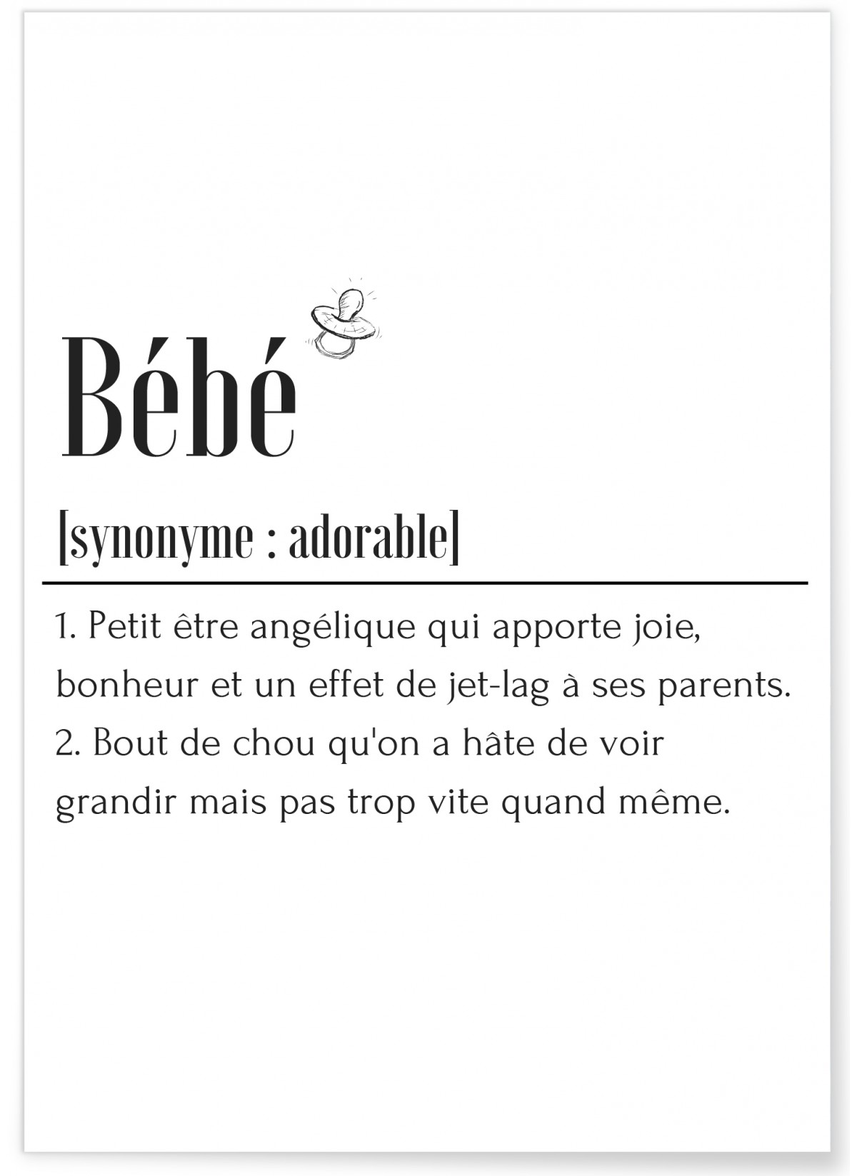 Affiche Définition Bébé 2, L'AFFICHERIE