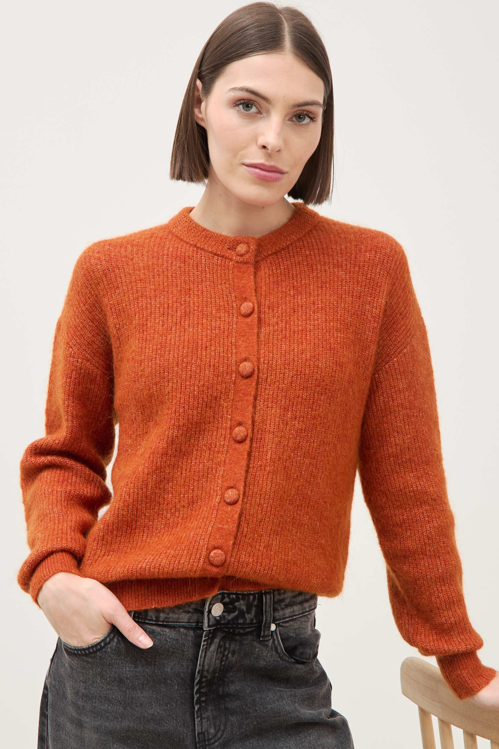 Gilet manches longues col rond, BONOBO
