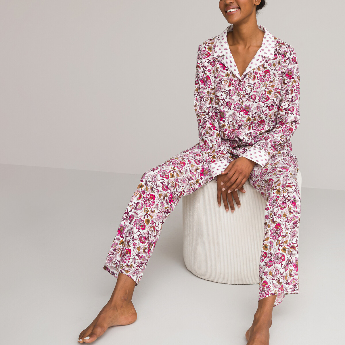 Femmes Pyjama Pyjama 2tlg Lingerie de nuit coton manches longues shorty confortable 