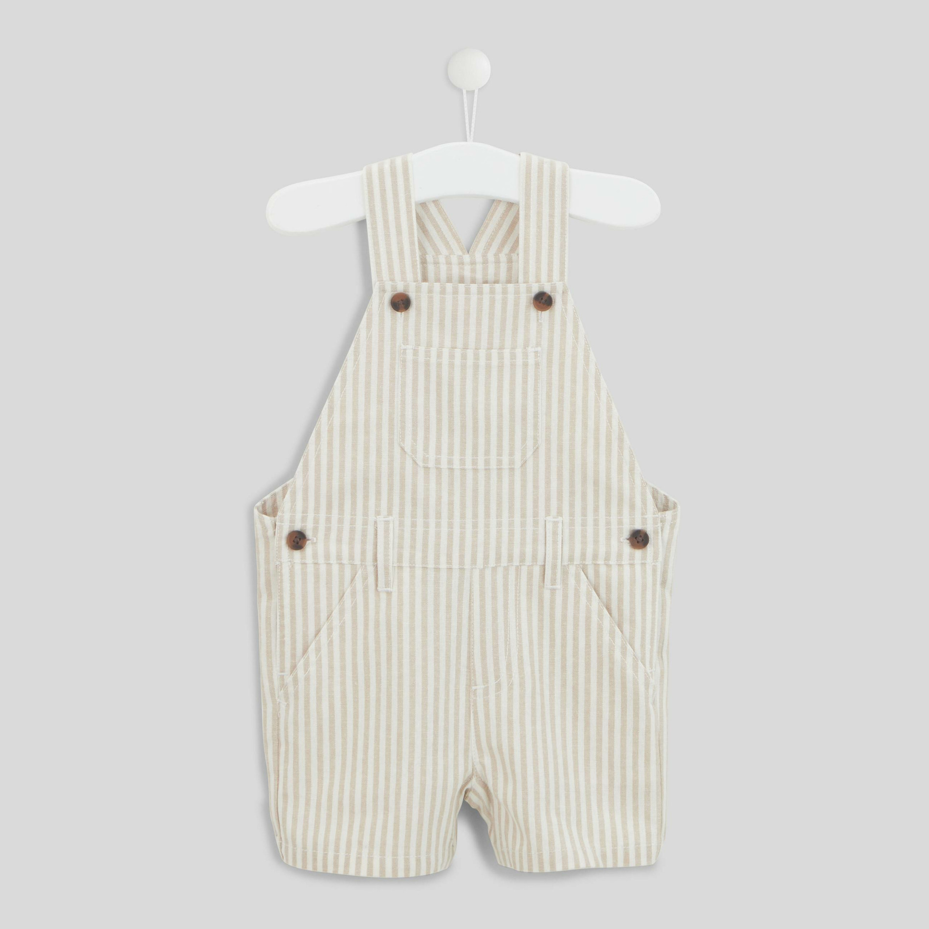 Salopette courte rayée contenant du lin en coton BIO GOTS, BOUT'CHOU