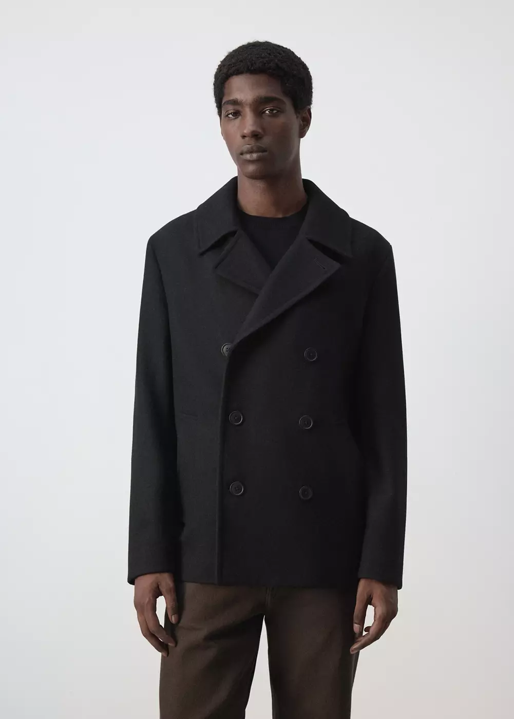 Manteau laine croisé boutons, MANGO MAN