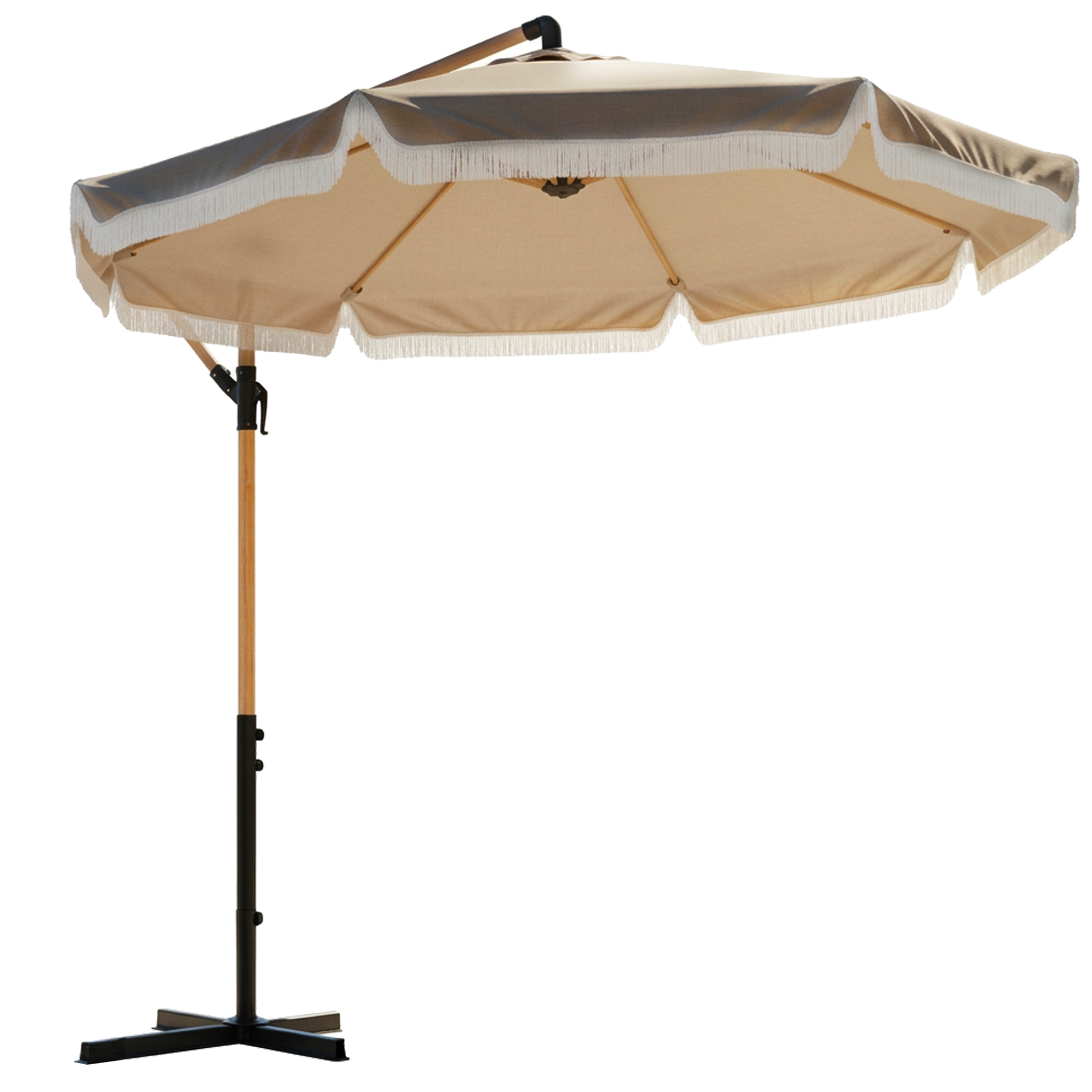 Parasol déporté gris avec frange 250x250x240cm, WADIGA