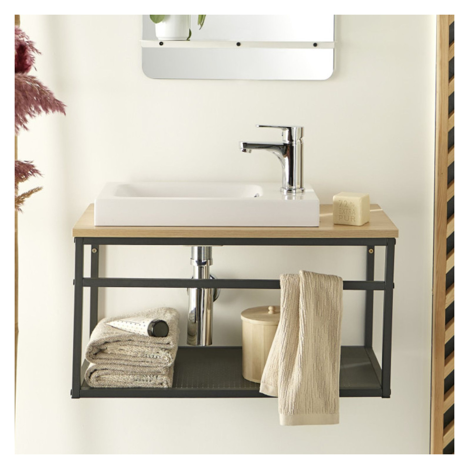 Ensemble lave-mains grande largeur avec robinet 60cm WILO, MOB IN
