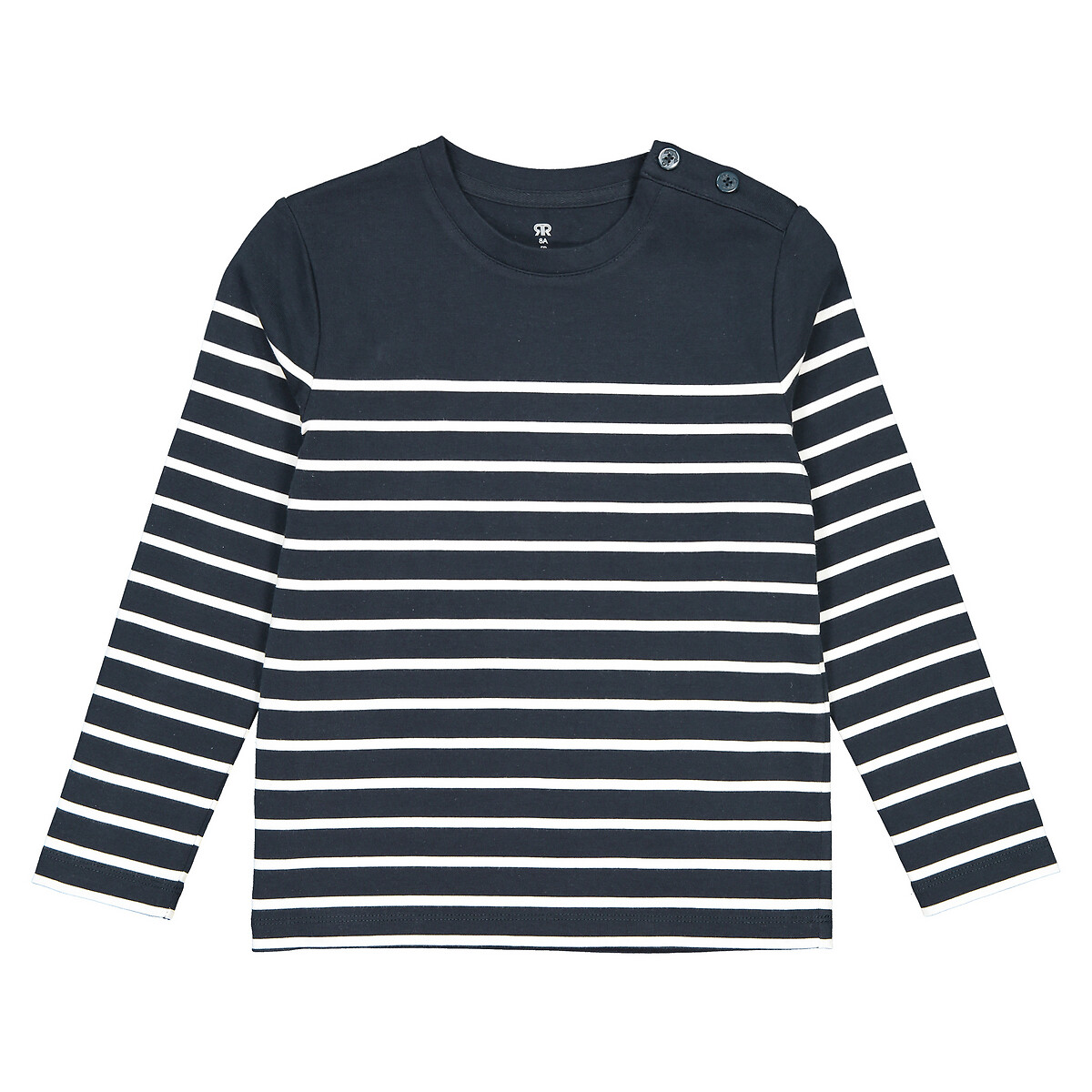 Breton Striped Cotton T-Shirt With Long Sleeves, 3-12 Years