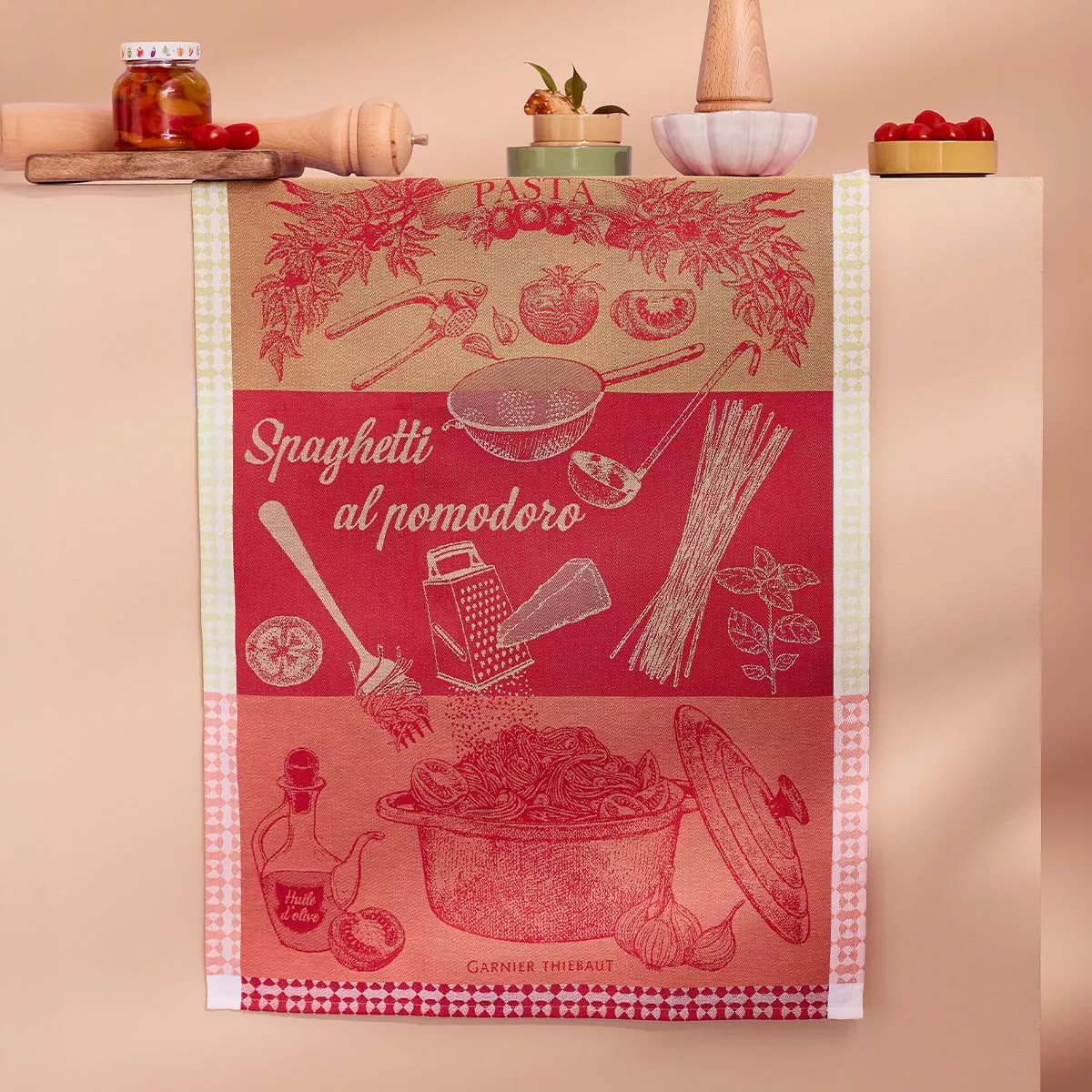 Torchon pur coton SPAGHETTI POMODORO, GARNIER THIEBAUT