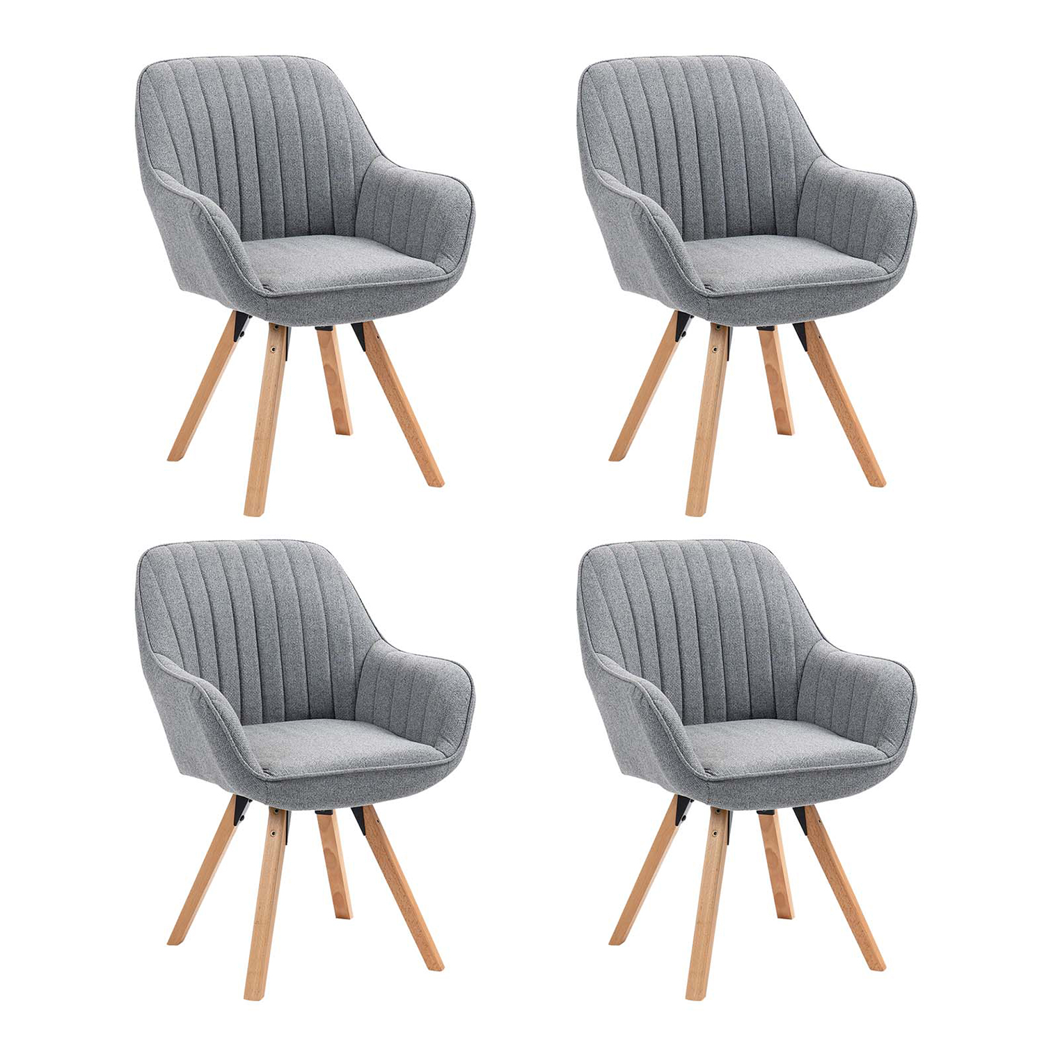 Lot de 4 fauteuil de salle à manger rotatif scandinave, CARSON, MEUBLES COSY