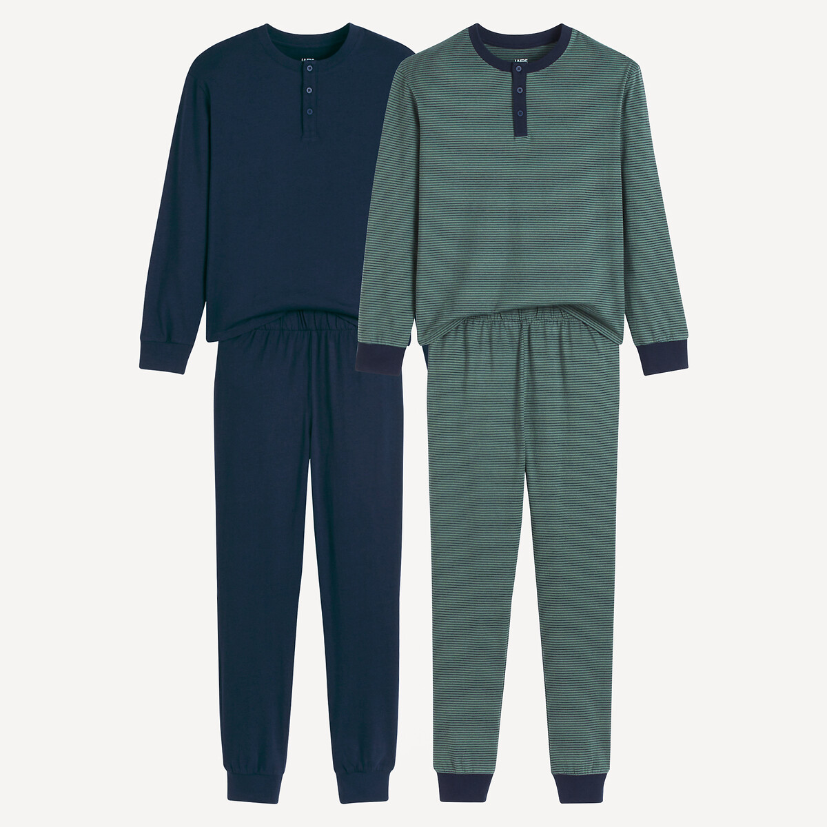 Lot de 2 pyjamas à col tunisien en jersey