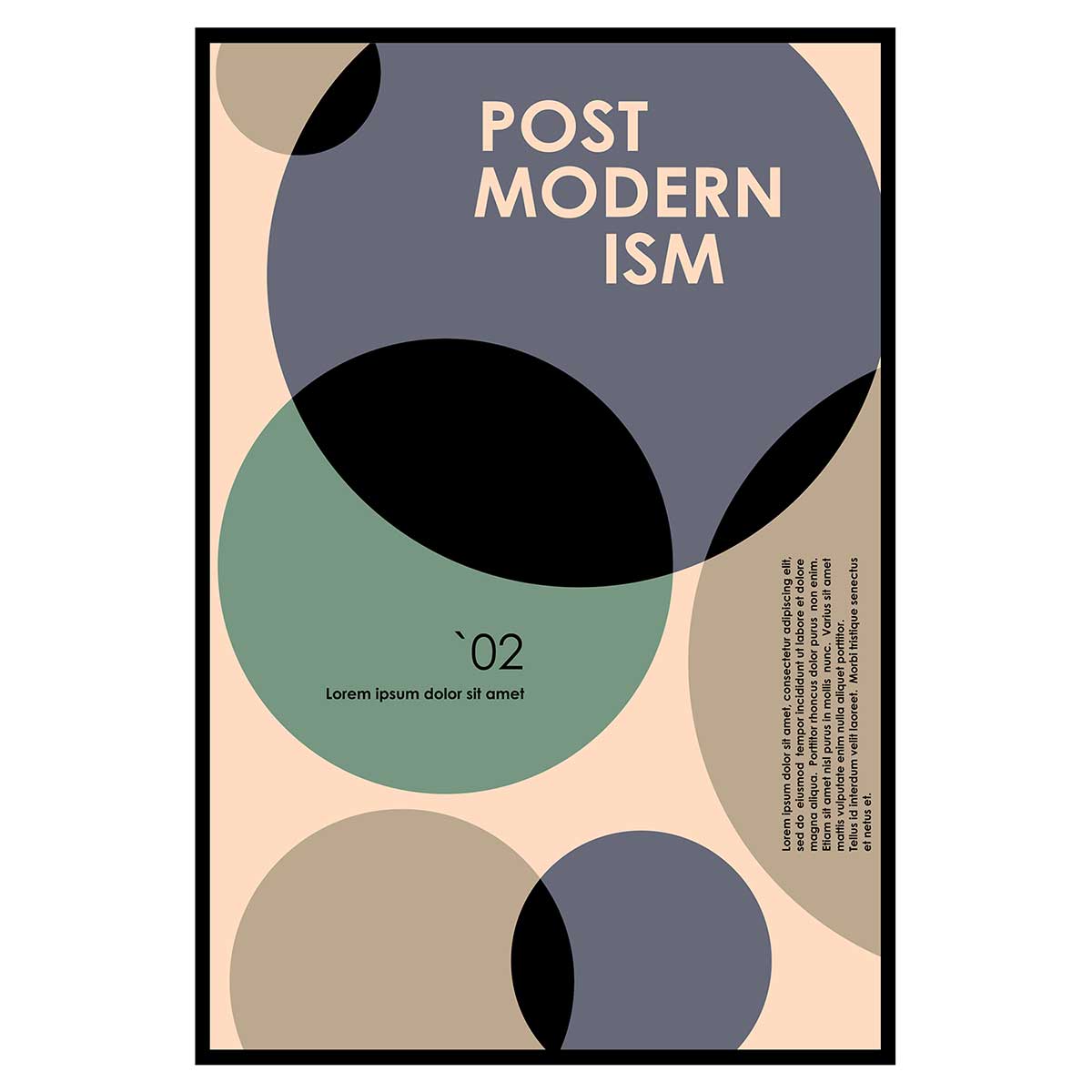 Affiche encadrée cercles postmodernes design, HEXOA