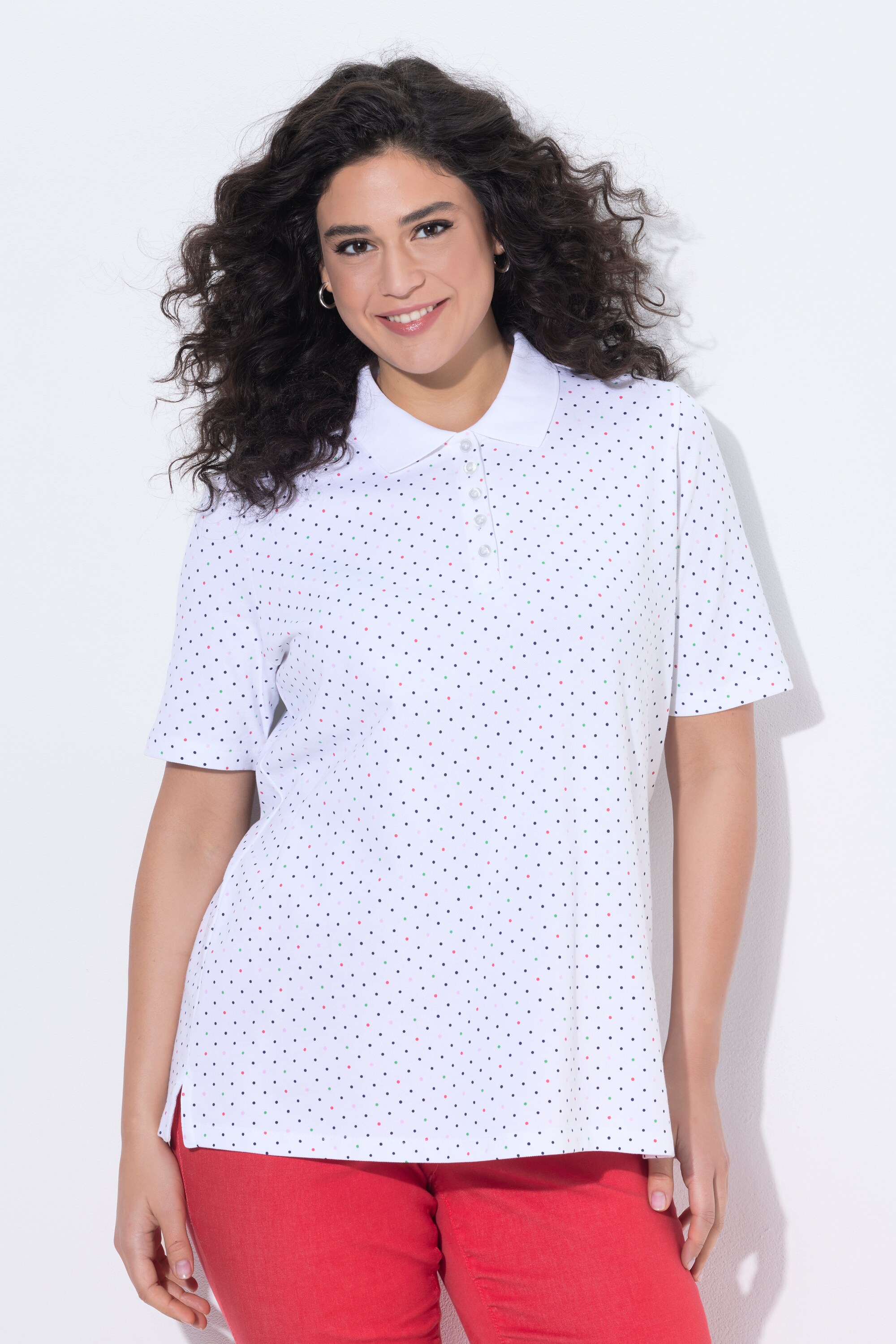 Polo rayé en coton Pima, motif à pois, ULLA POPKEN