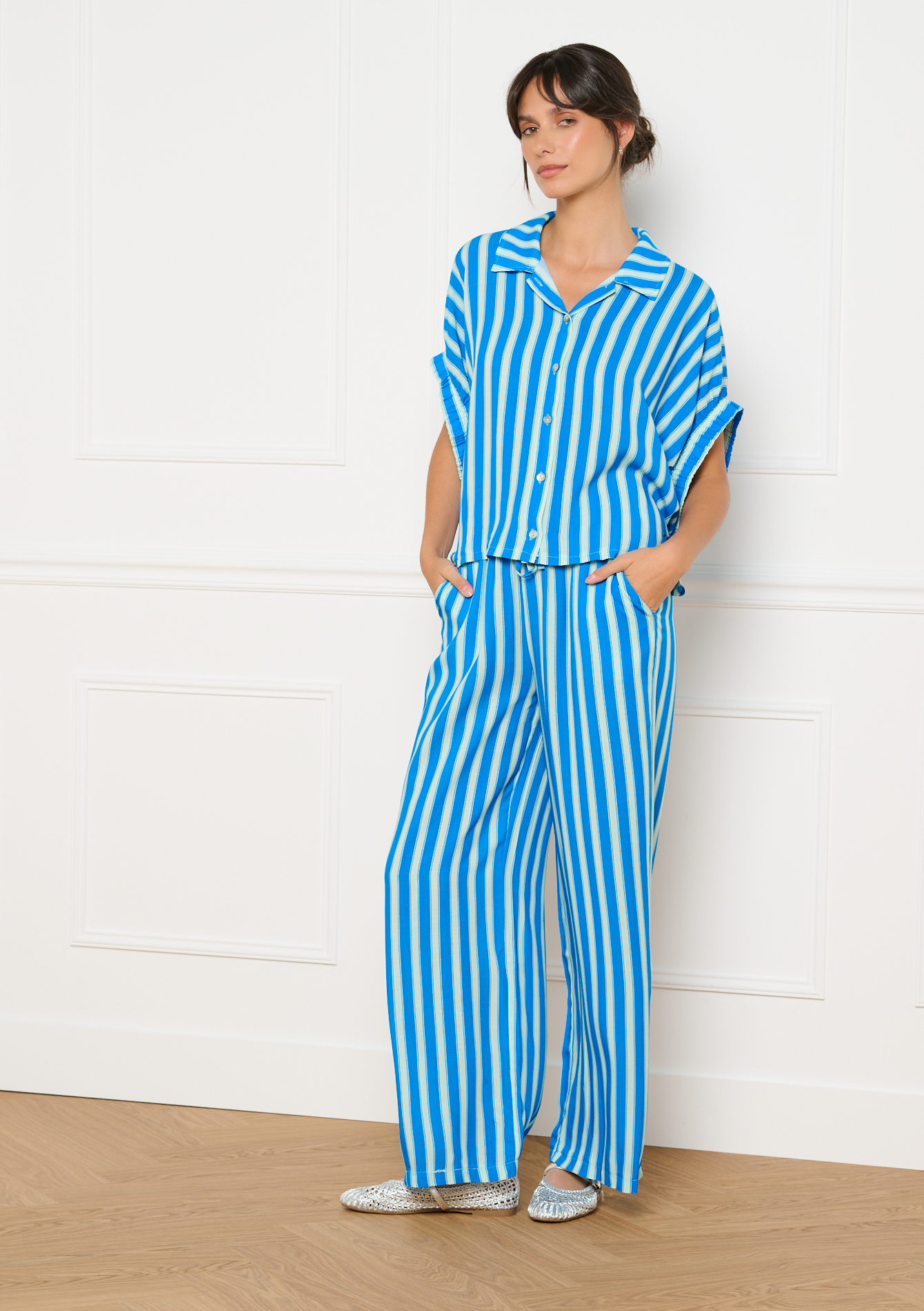 Pantalon rayé fluide, LOLALIZA