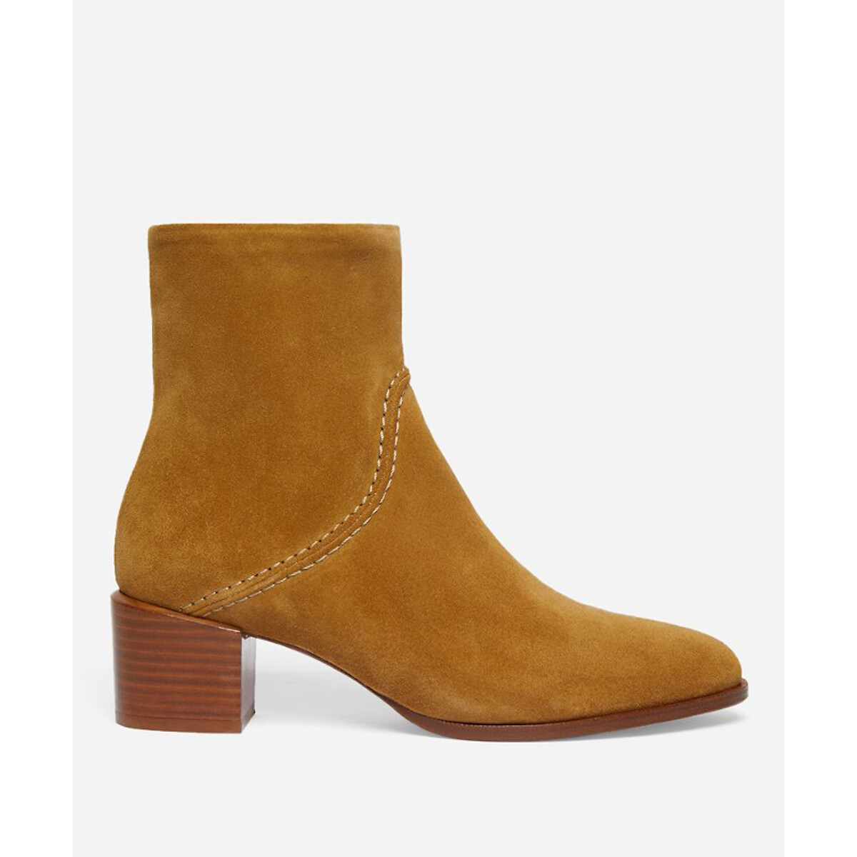 Suede ankle boots with block heel Vanessa Bruno La Redoute