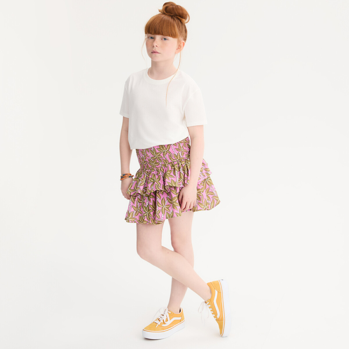 Smocked Waist Skort in Cotton Muslin, LA REDOUTE COLLECTIONS
