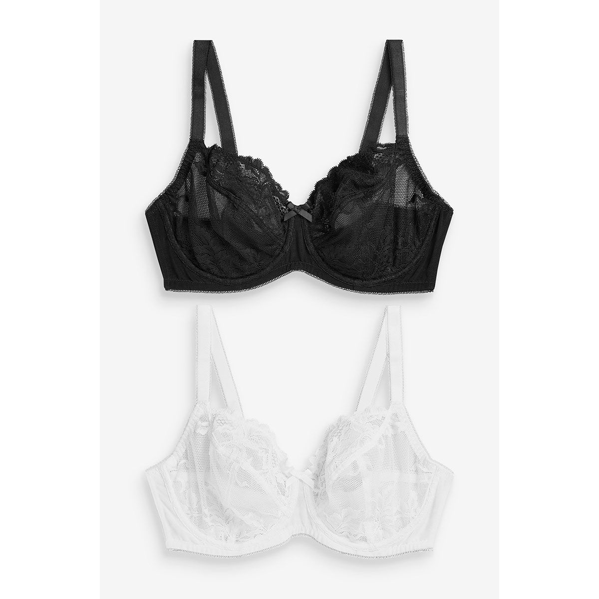 Lot de 2 soutiens-gorge à balconnet Lizzie DD+ non rembourrés en dentelle