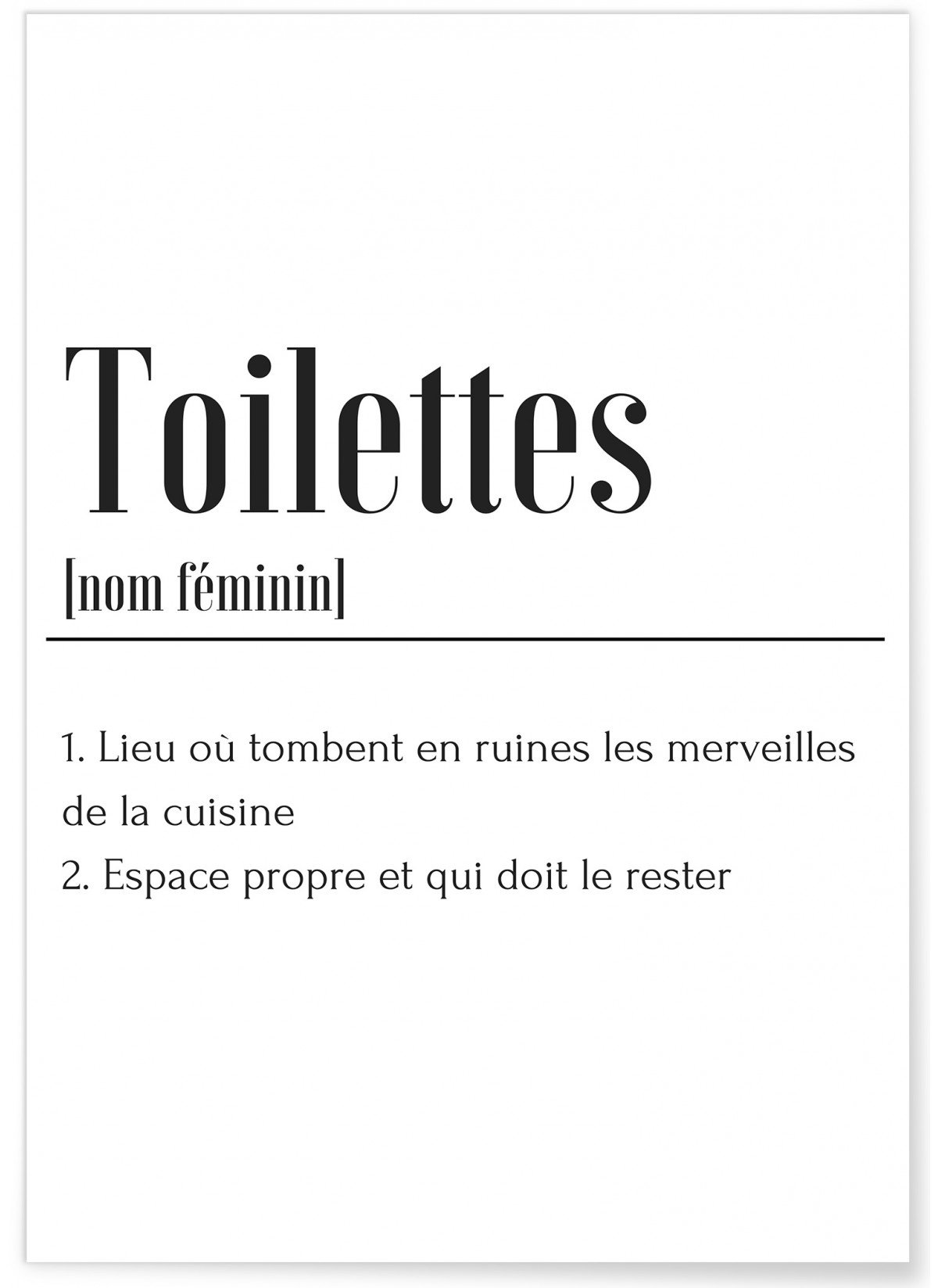 Affiche Définition Toilettes, L'AFFICHERIE