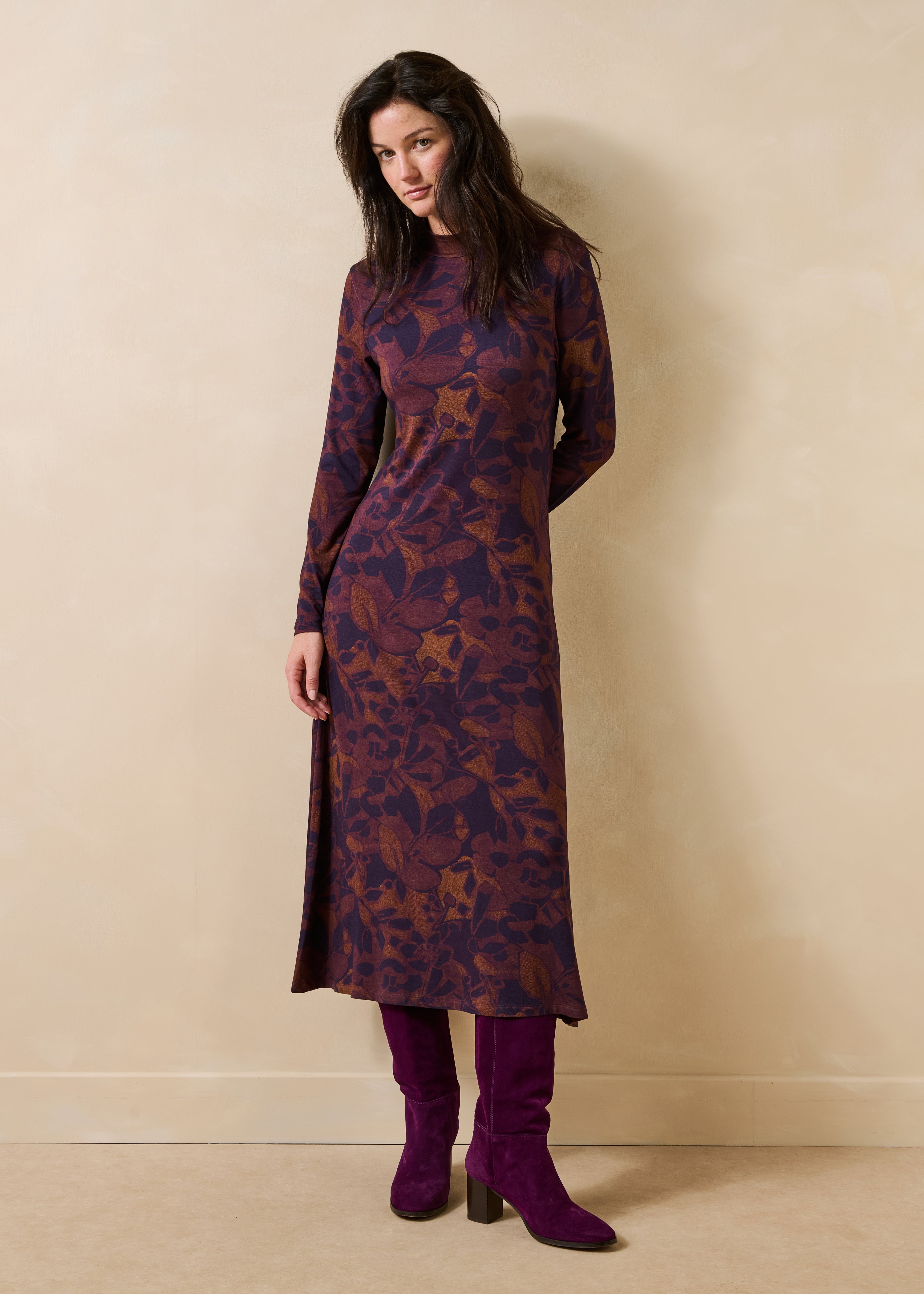 Robe longue à imprimé floral manches longues, LA FEE MARABOUTEE