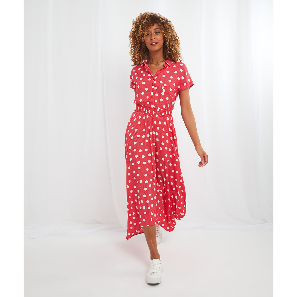 red and white spotty dress