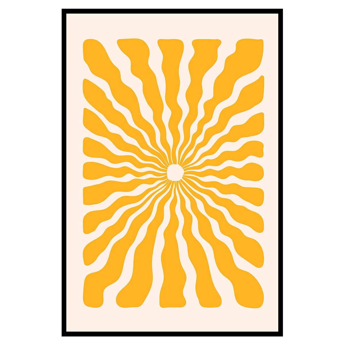 Affiche encadrée soleil graphique jaune rétro, HEXOA