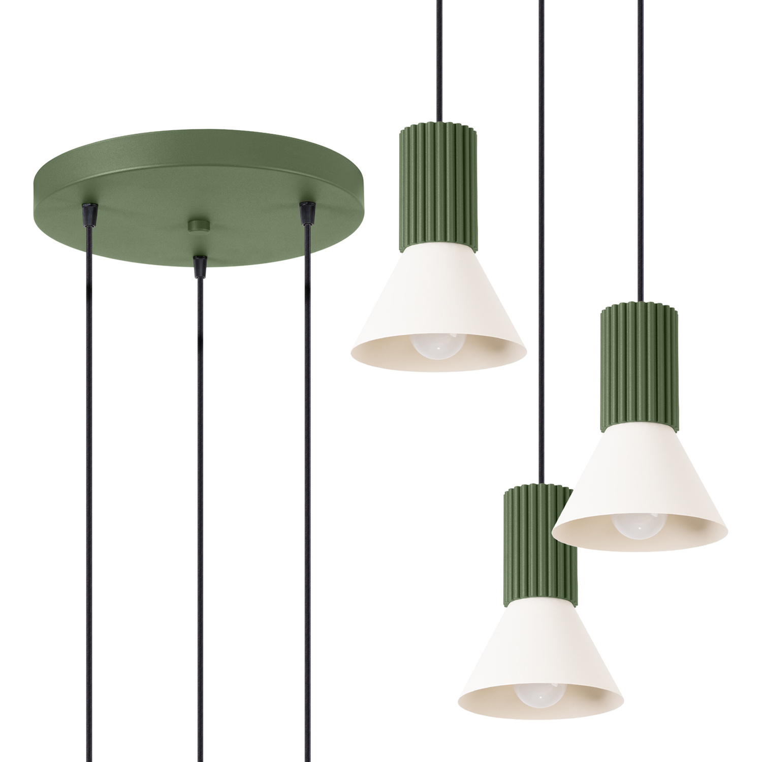 Suspension Acier Beige E14 3 Estria, EDEN