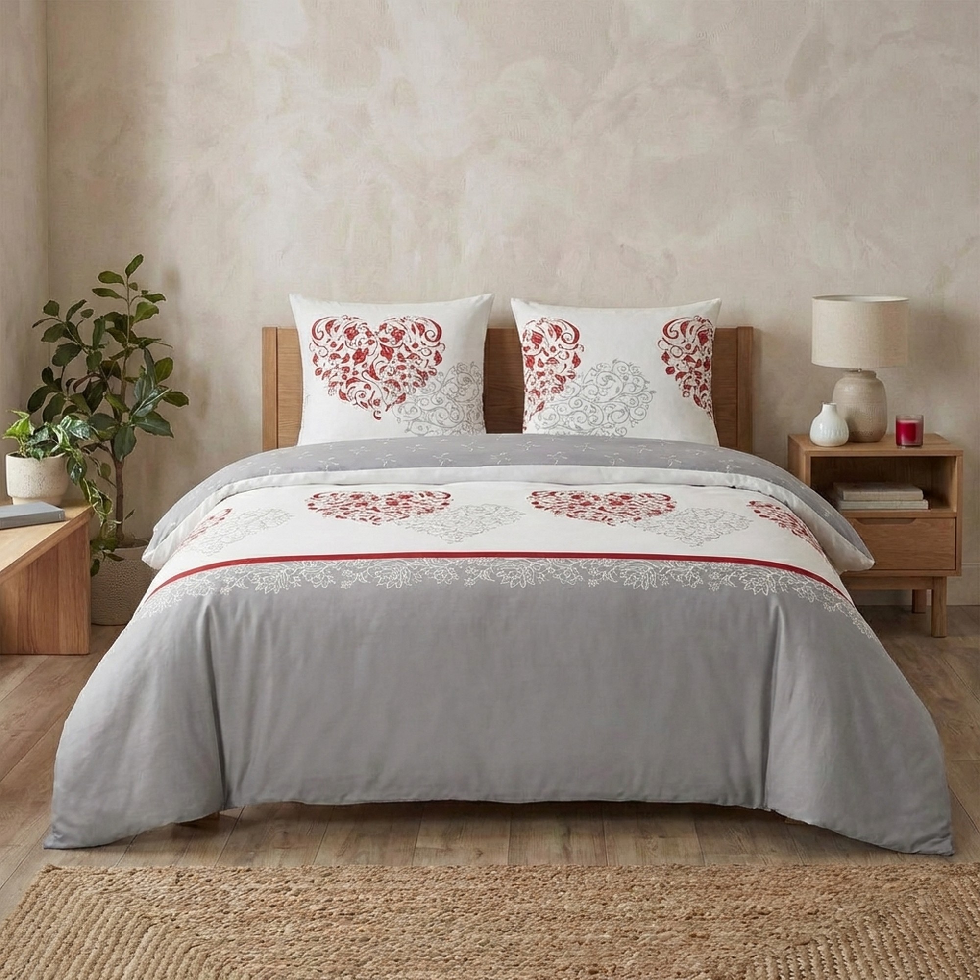 Parure de lit - Housse de couette avec taies en flanelle de coton, EDEN