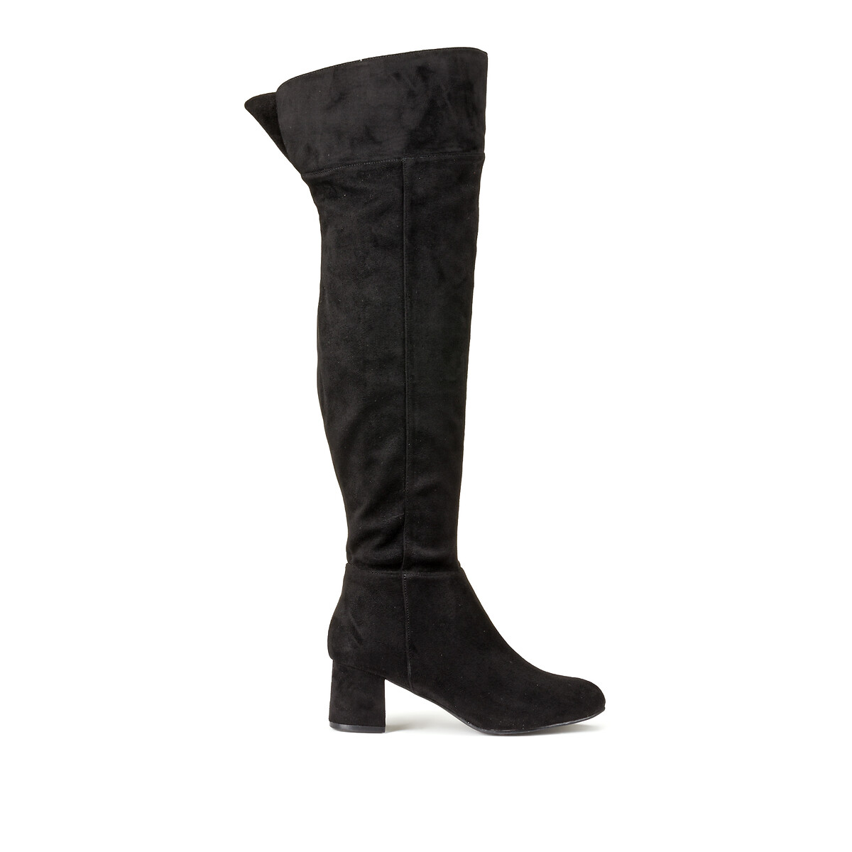 Wide fit over-the-knee boots with block heel black Redoute Collections Plus | La Redoute
