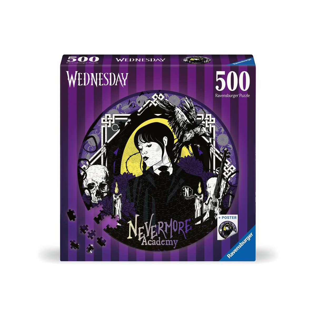 Puzzle Rond 500 p Mercredi Adams, RAVENSBURGER