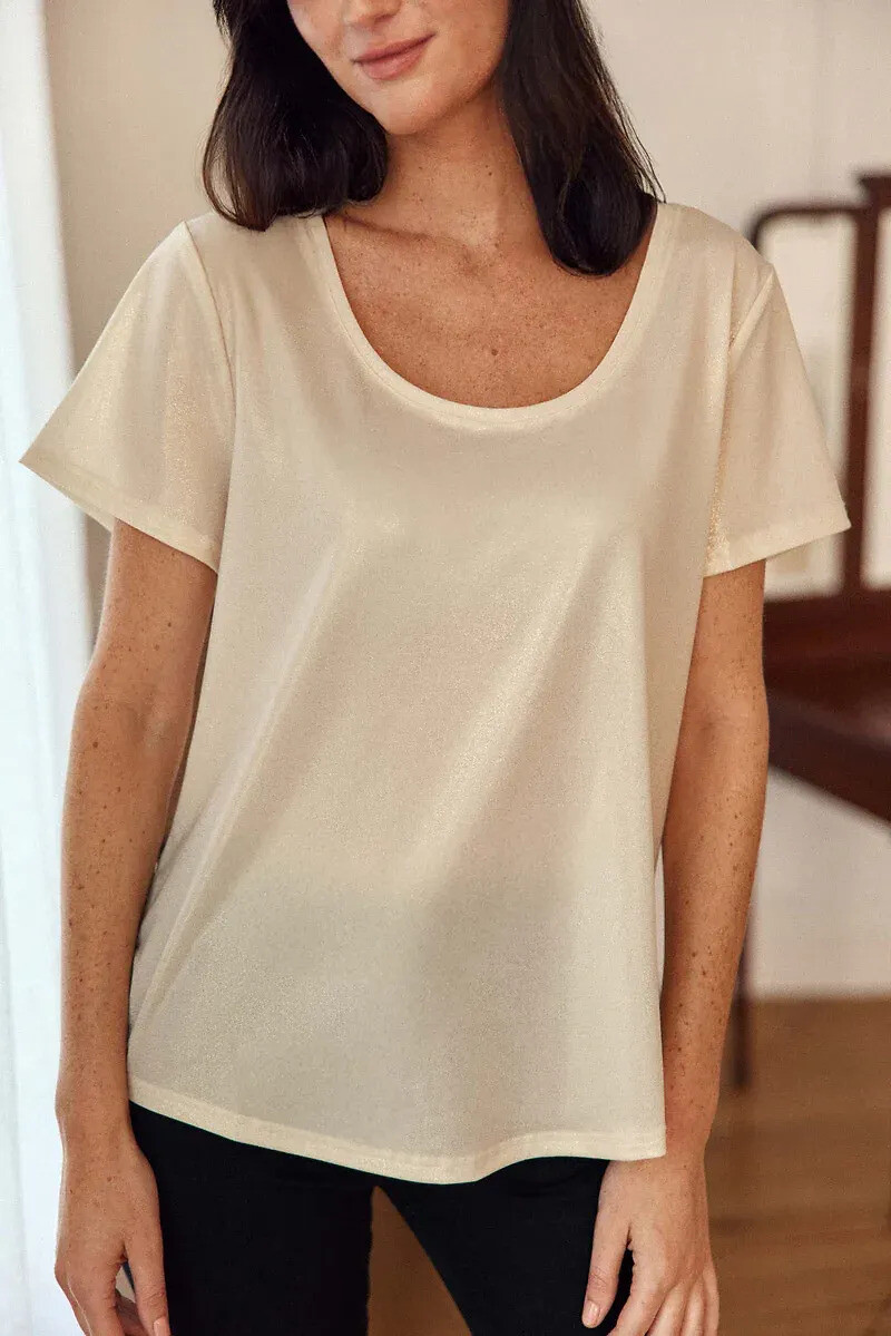 T-shirt col rond en maille brillante, TIA, LA PETITE ETOILE