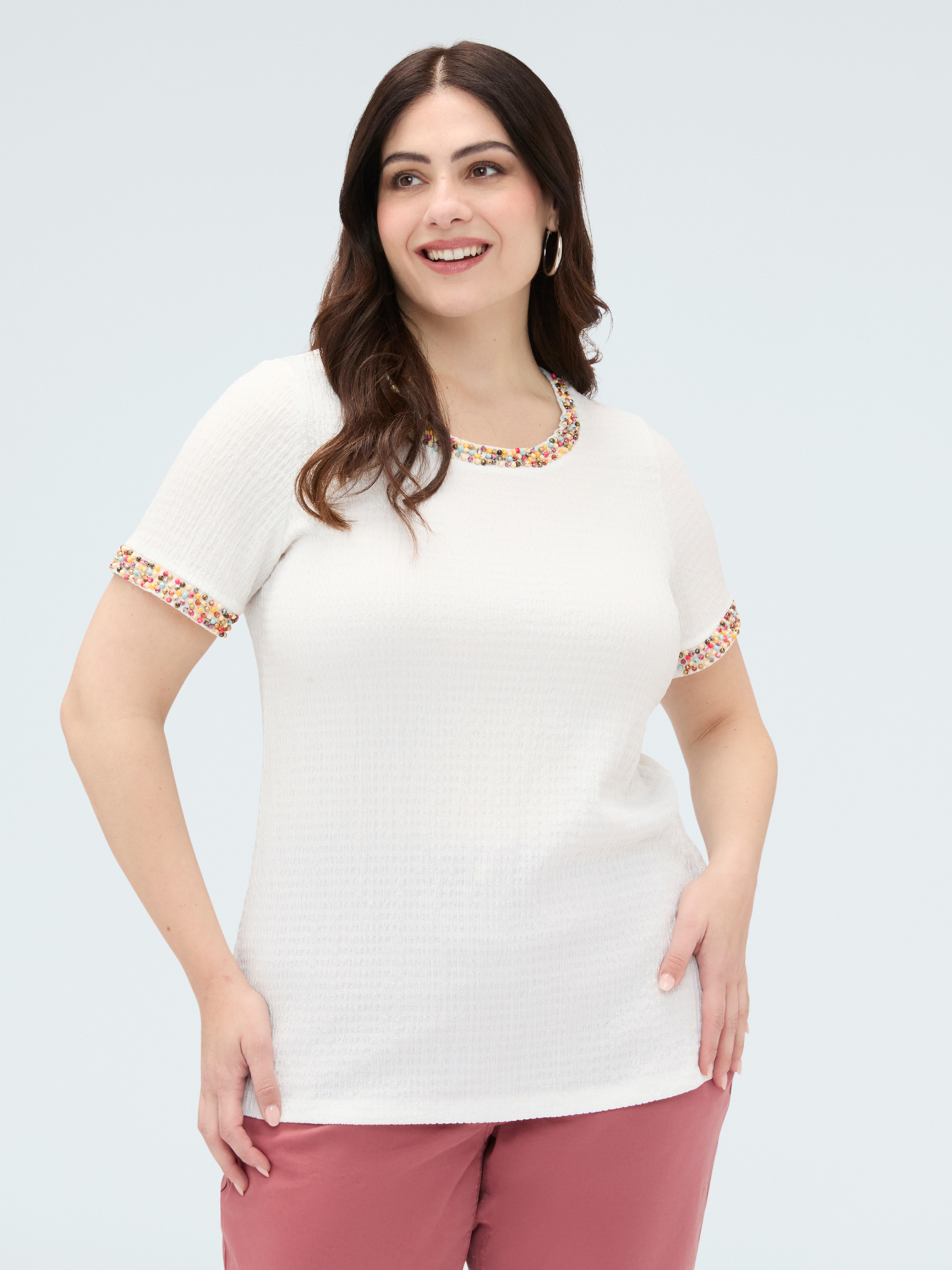 T-shirt avec perles, FIORELLA RUBINO