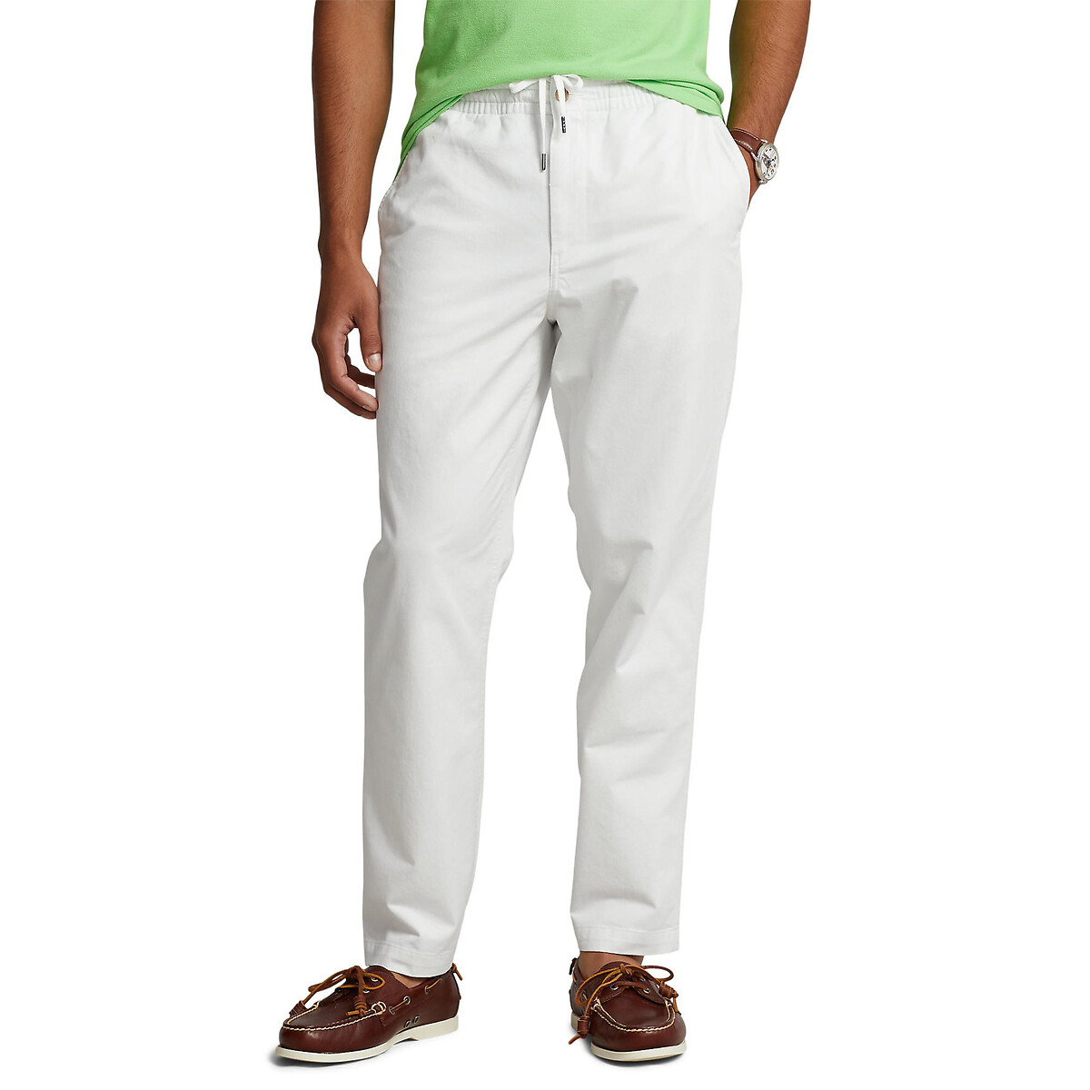 Image of Prepster Straight Trousers in Stretch Cotton