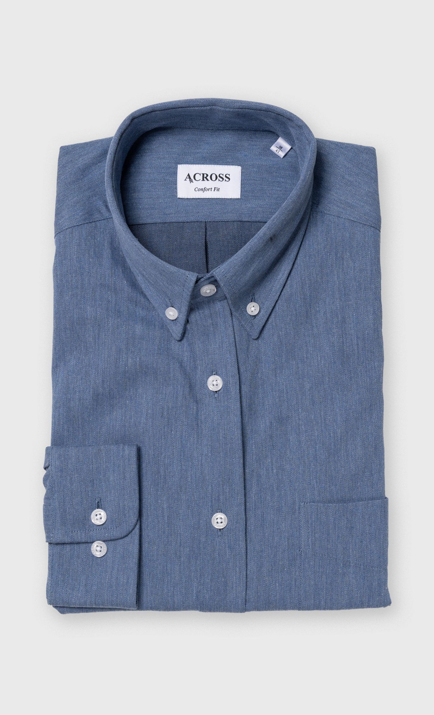 Chemise Confort fit unie effet denim, ACROSS