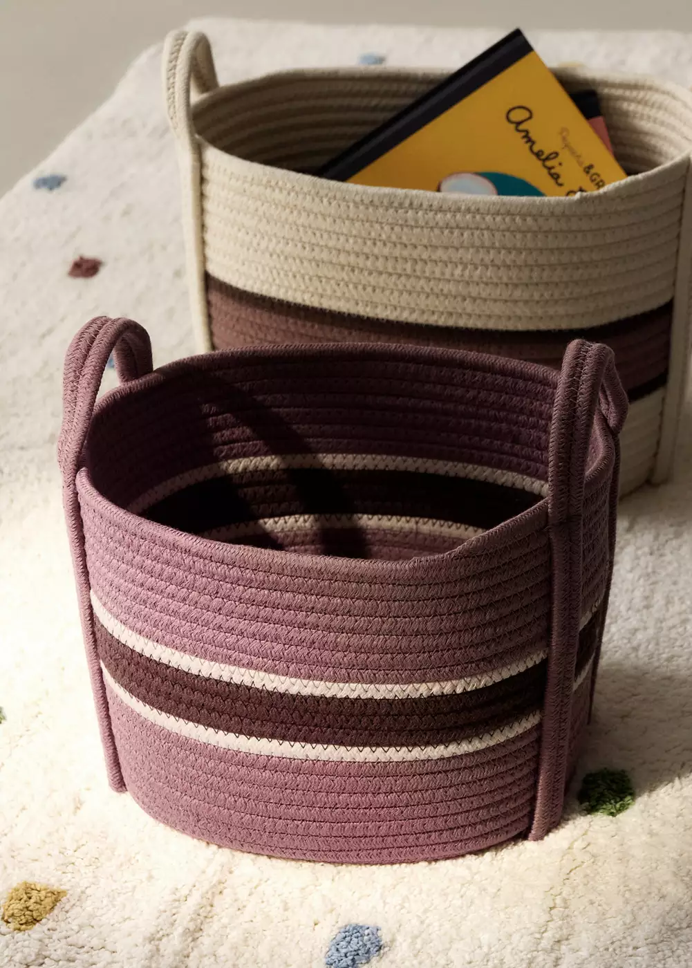 Panier enfant moyen en coton avec anses, MANGO HOME
