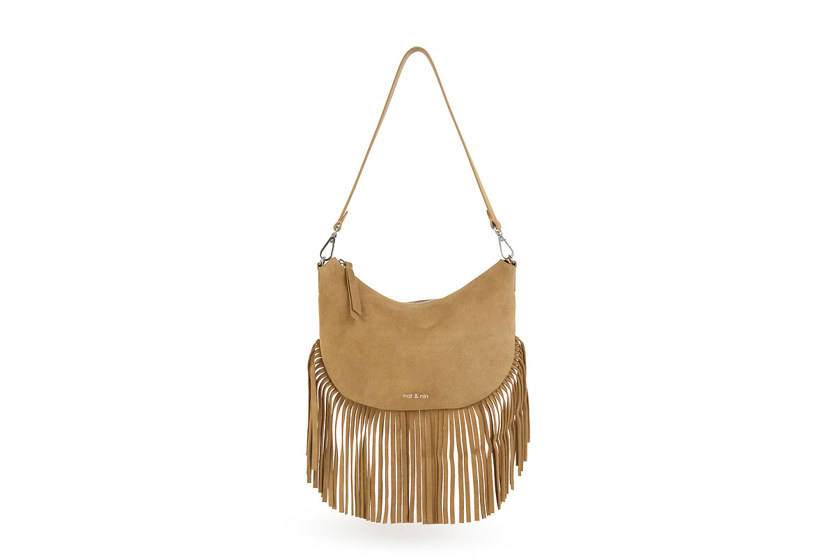 Borsa a tracolla in pelle, LUNE FRANGE, NAT & NIN