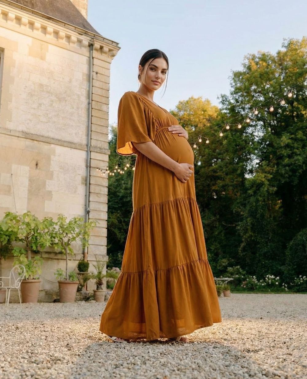 Robe longue de maternité Claudette, CACHE COEUR
