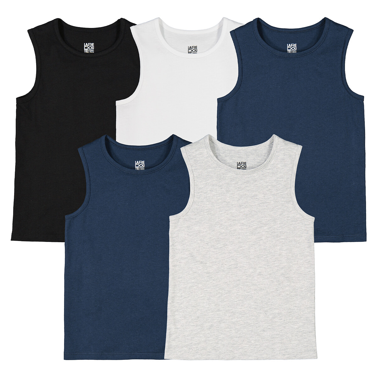 Pack of 5 Sleeveless Vest Tops in Cotton