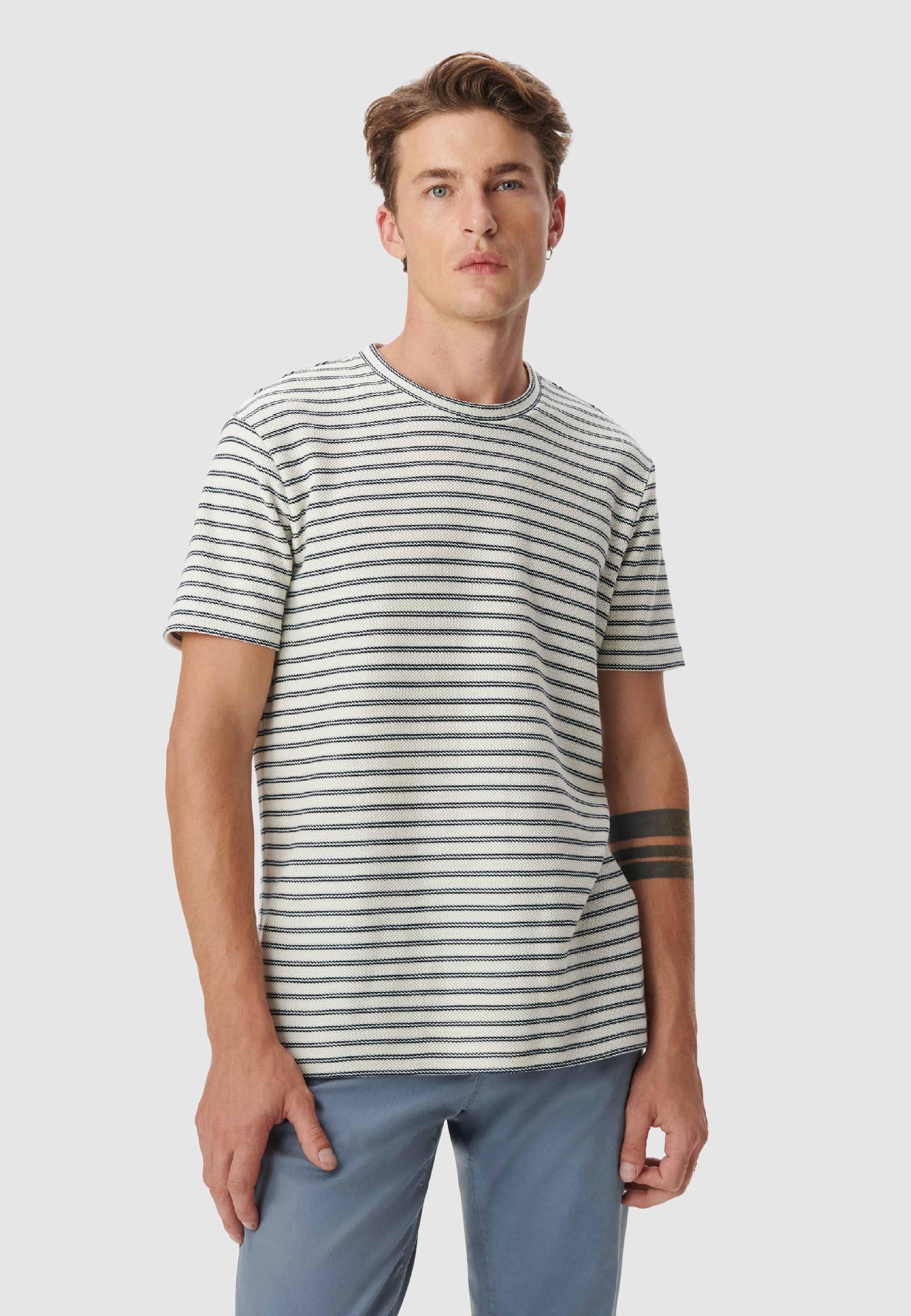 Tee-shirt maille gaufrée motif rayures, IKKS
