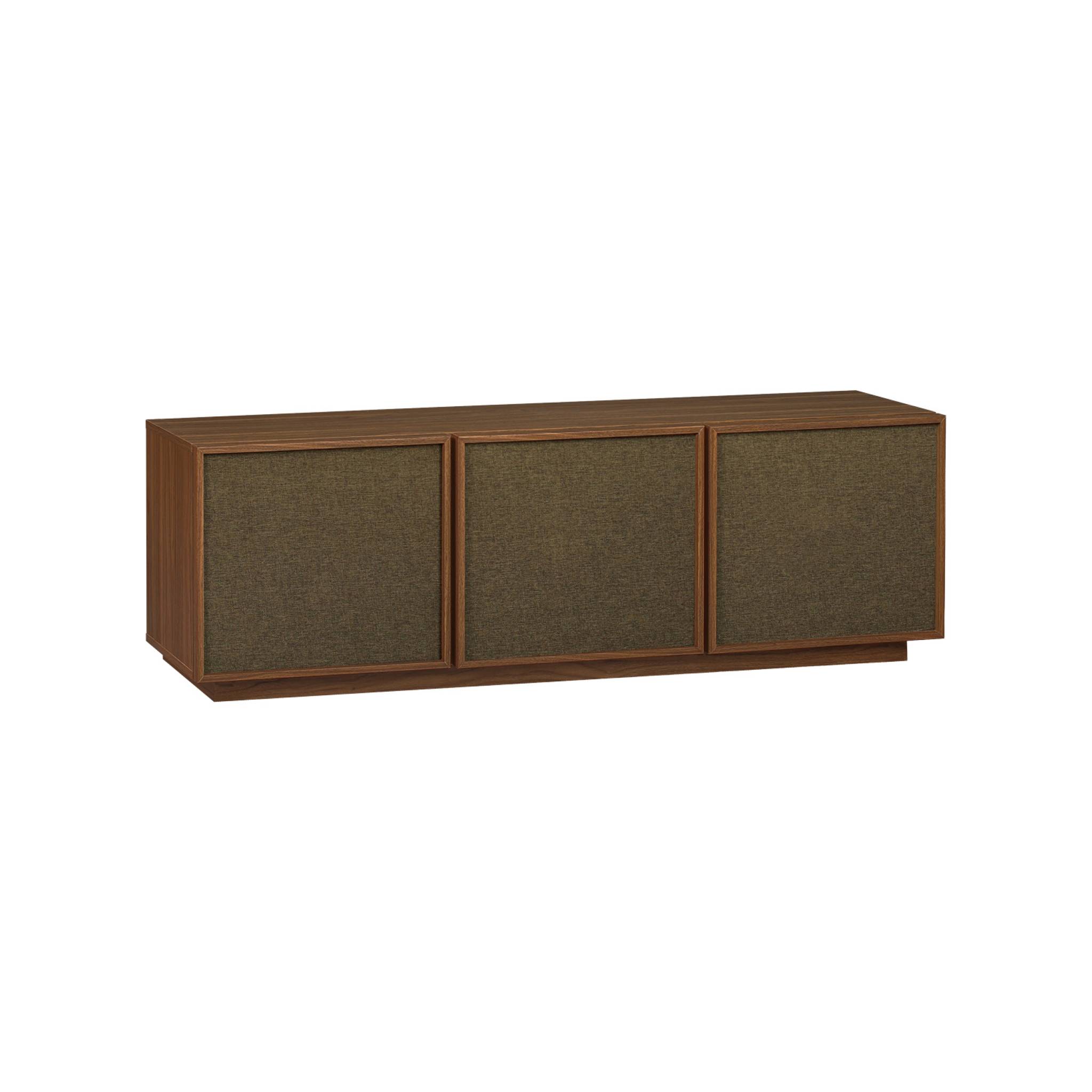 Meuble TV décor bois et tissu 3 portes 140cm KUBA, SWEEEK