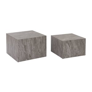 Lot de 2 tables basses carrées effet marbre -