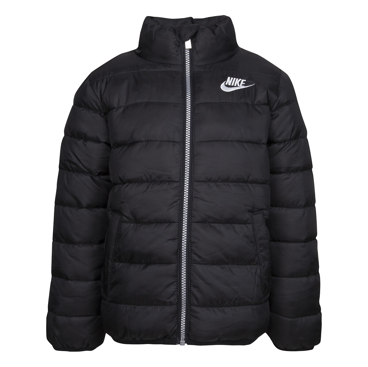 Image of Embroidered Logo Padded Jacket with High Neck
