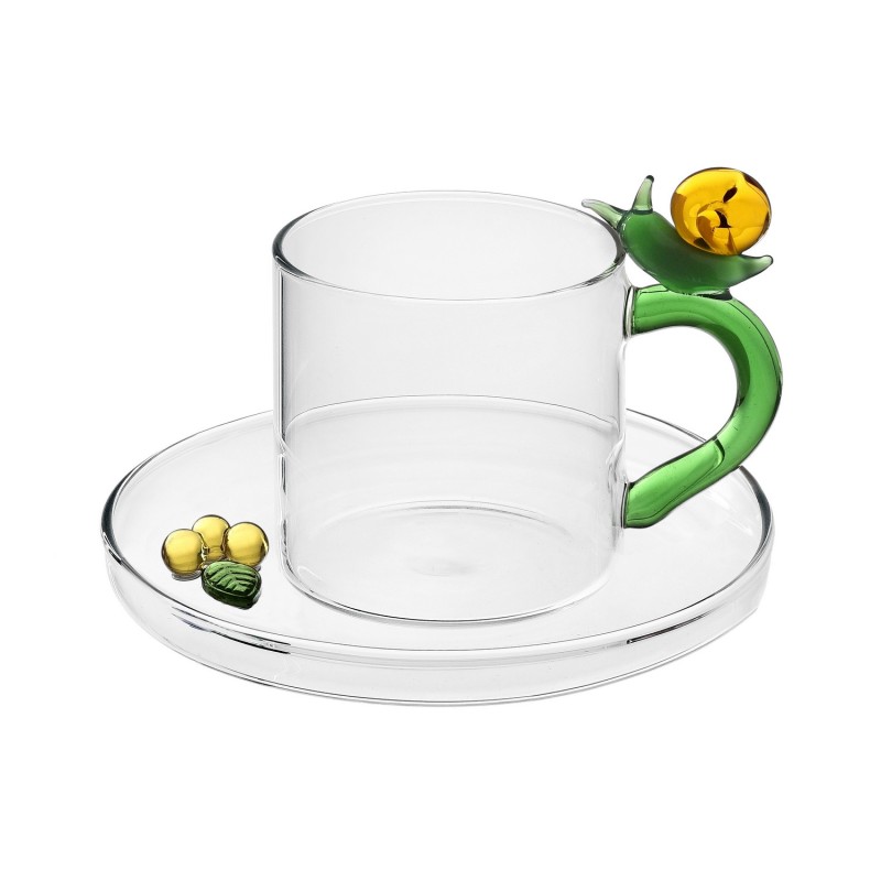 Tasse à café verre soucoupe escargot FRUITS AND FLOWERS, ICHENDORF