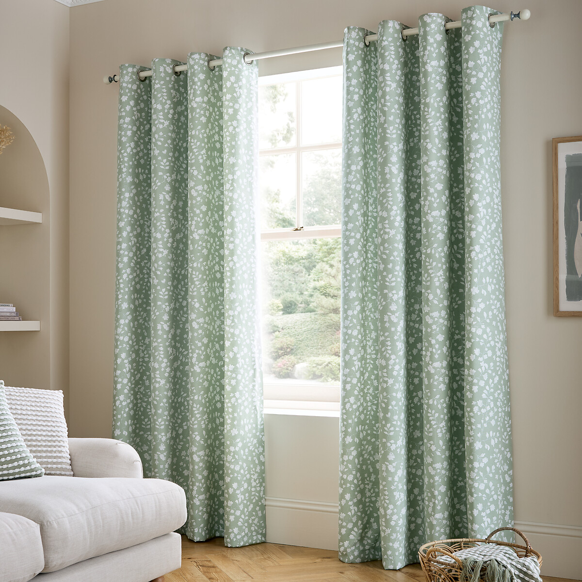 Arla Floral Lined Eyelet Curtains, CATHERINE LANSFIELD