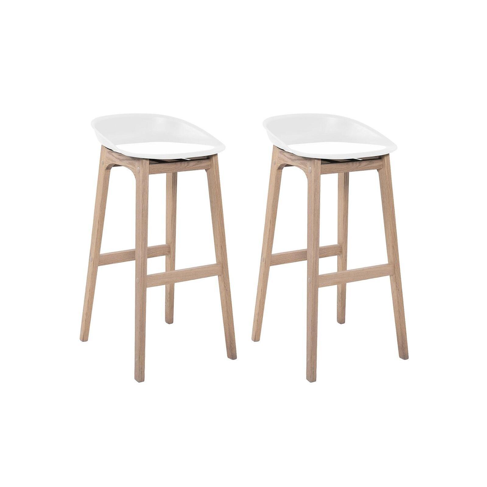 Lot de tabourets de bar en chêne et assise plastique 75cm RIVA|Lot de 2 | Lot de 2, MOB IN
