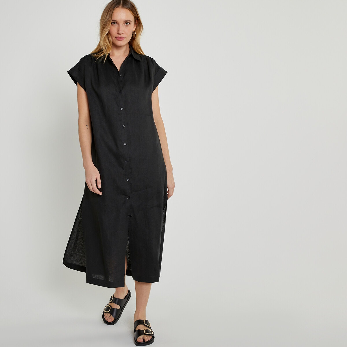 Robe chemise longue en lin La Redoute Collections La Redoute