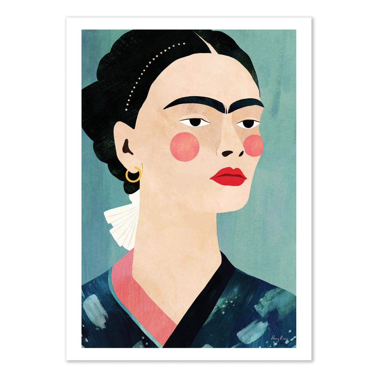 Affiche d'art - Frida on Blue - Henry Rivers, WALL EDITIONS