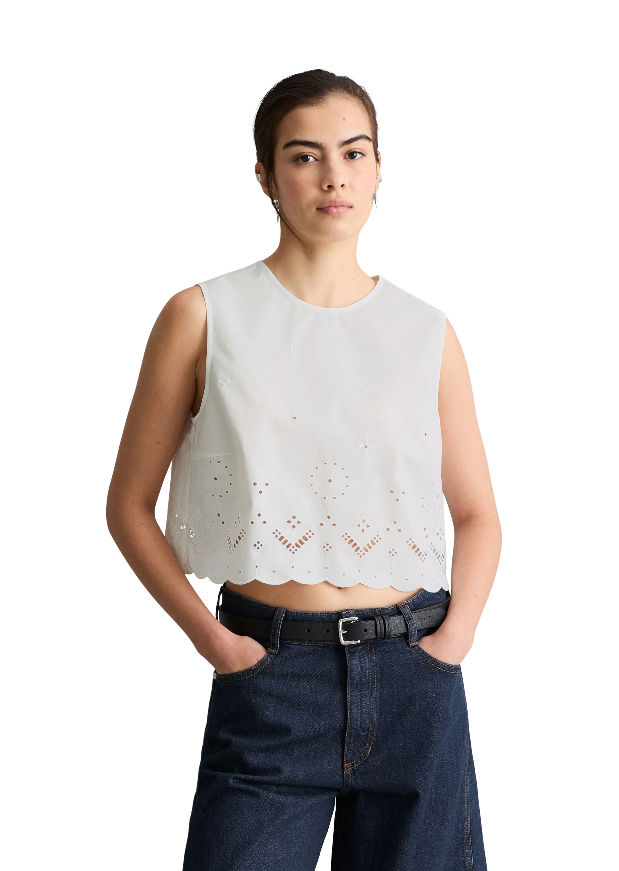 Top en dentelle cropped avec Broderie Anglaise, MARC O’POLO DENIM