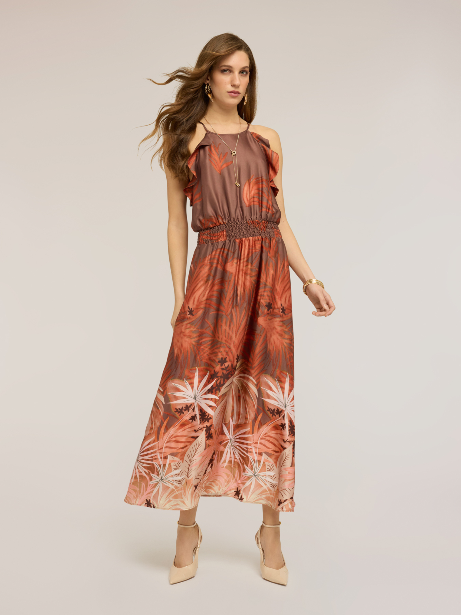 Robe longue imprimée, MOTIVI