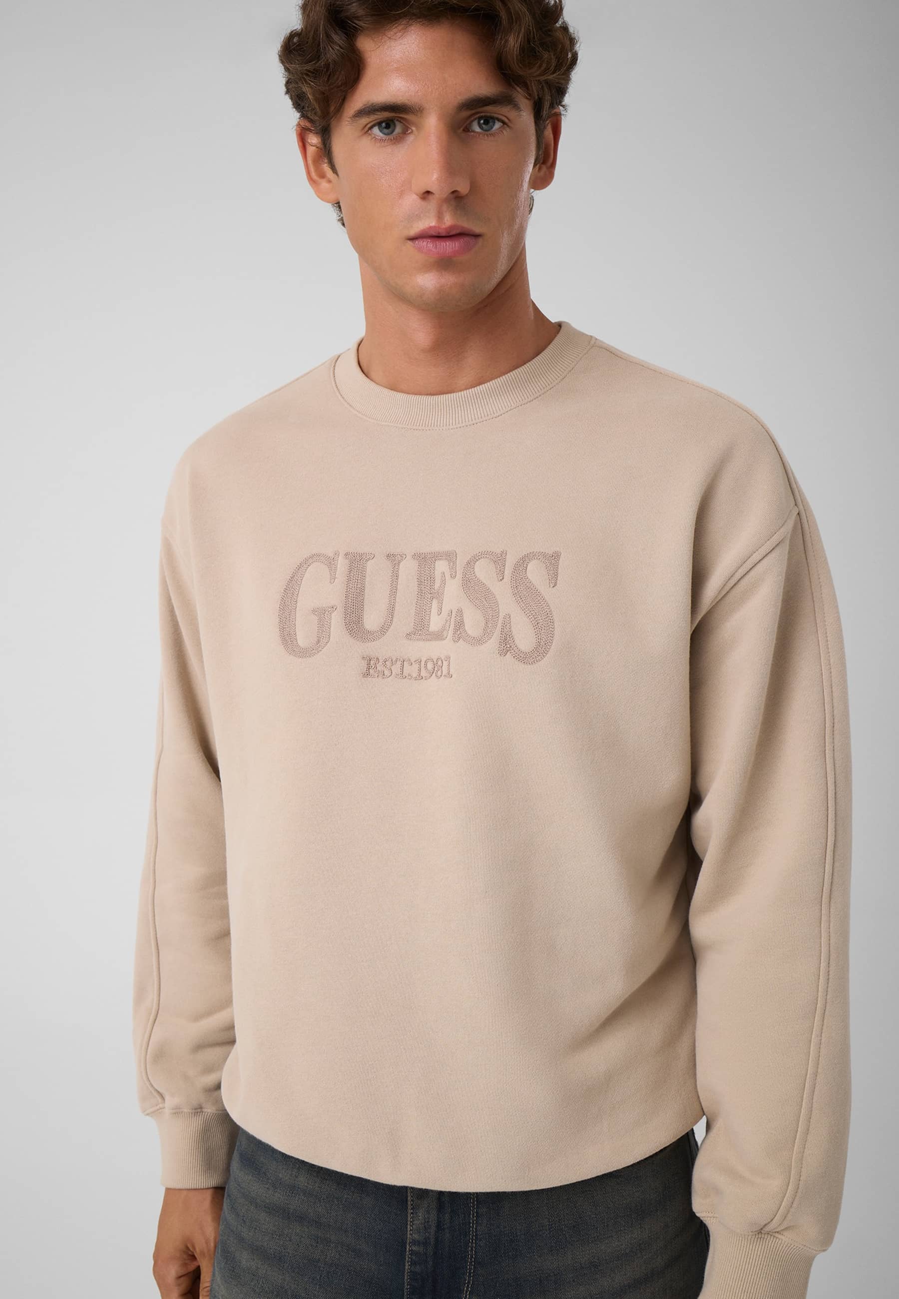 Sweat-Shirt À Col Rond Avec Logo, GUESS